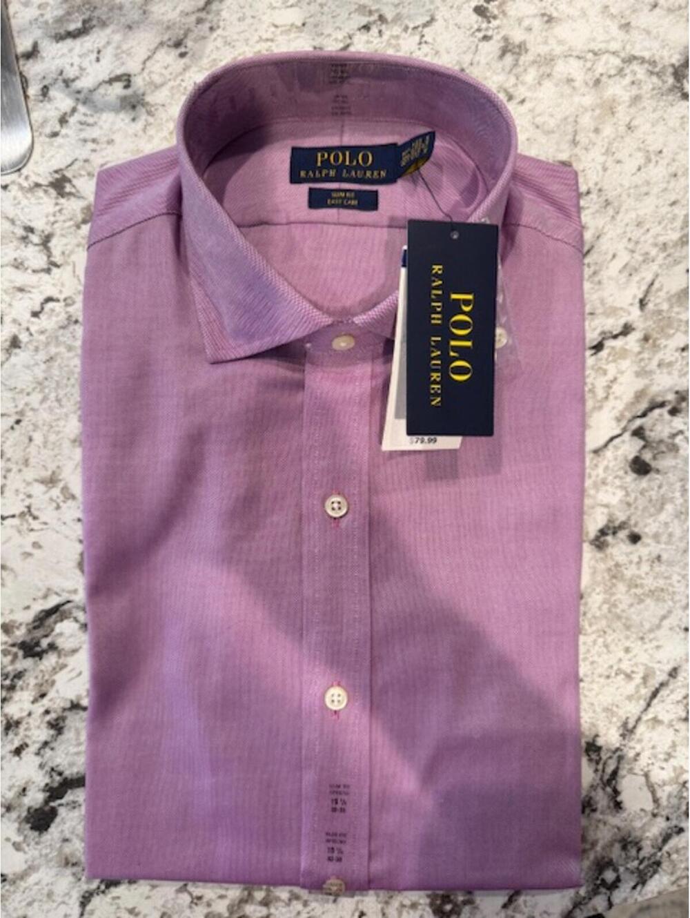 NWT Polo Ralph Lauren button up in purple Slim fit Easy care size 15 1/2 32/33